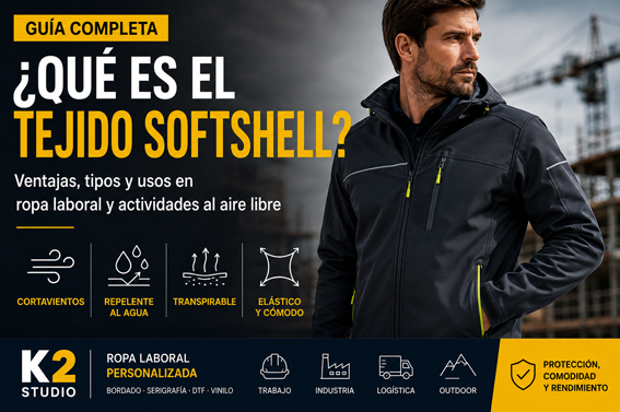 Guía completa sobre qué es el tejido Softshell, sus ventajas, tipos y usos en ropa laboral con chaqueta Softshell profesional.